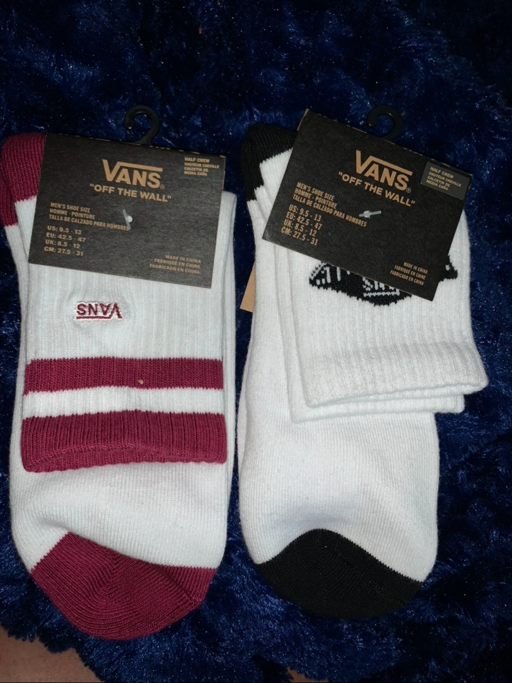 2 pairs Vans Men’s half Crew Socks 9.5-13 NWT